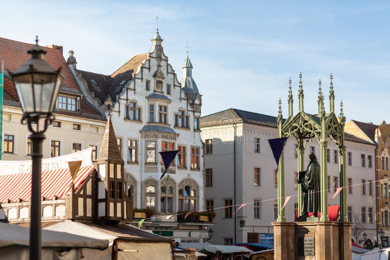 Market square with the statue of Martin Luther stock image Market square with the statue of Martin Luther stock image