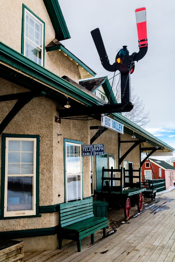 Historic Train Station, Big Valley, Alberta, Canada Editorial Photo