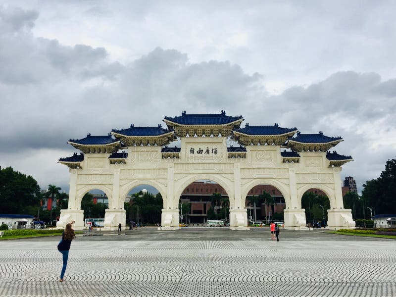 The historical building, Liberty Square Freedom Square, serves as a major site for public gatherings in Taipei royalty free stock image