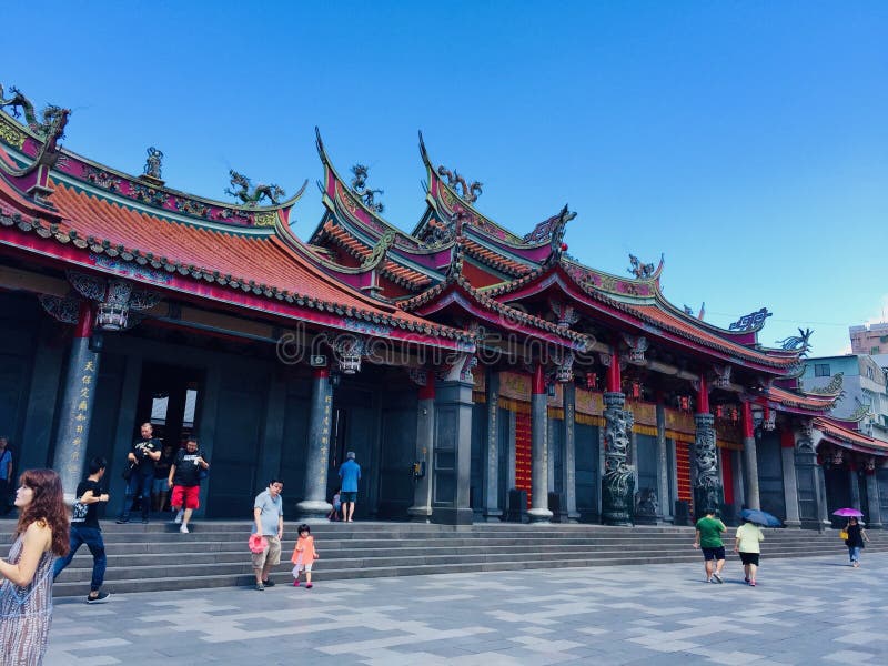 The historical building, view of Xingtian Temple, it`s a popular temple in Zhongshan District, Taipei, Taiwan stock photography