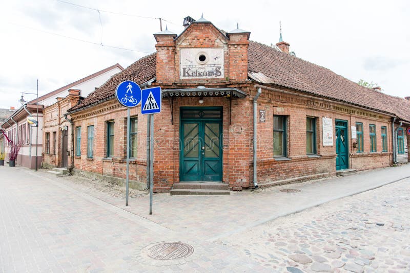 Historical buildings in old town of Kuldiga, Latvia royalty free stock photos