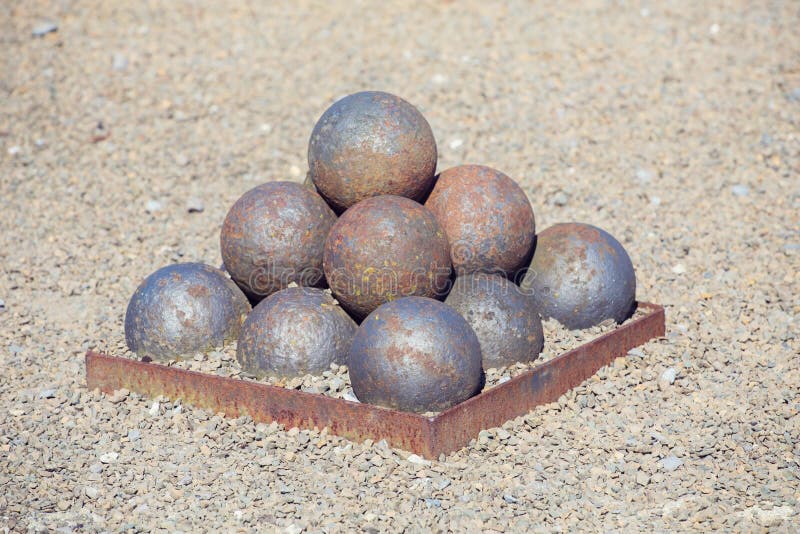Historical cannon bullets stock photo. Image of circle 175982920