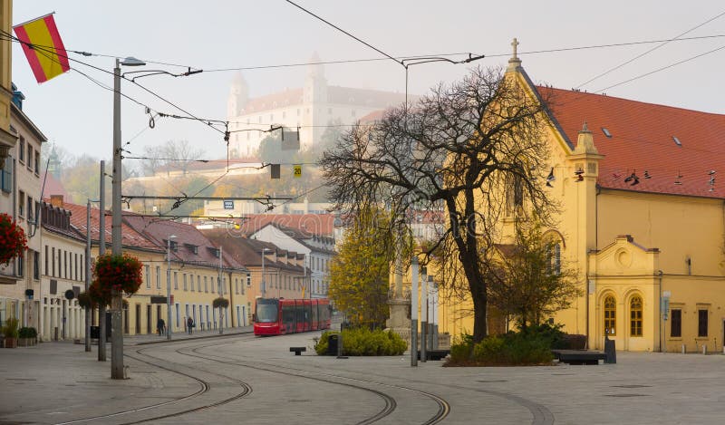 Historical center of Bratislava with colorful streets