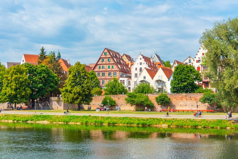 Historical Houses in German Town Ulm Stock Image Image of balcony
