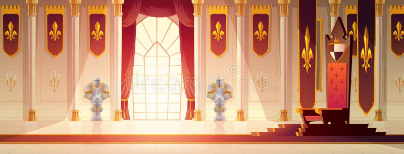 Medieval Kings Palace Throne Hall Cartoon Vector Stock Vector