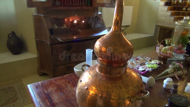 Historical perfume and cosmetics laboratory in museum