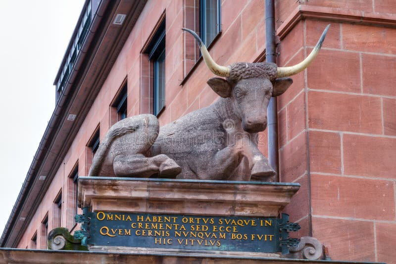Historical Statue of a Bull in Nuremberg royalty free stock image Historical Statue of a Bull in Nuremberg royalty free stock image