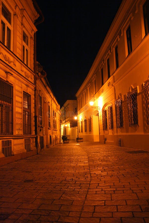 Historical street in a night