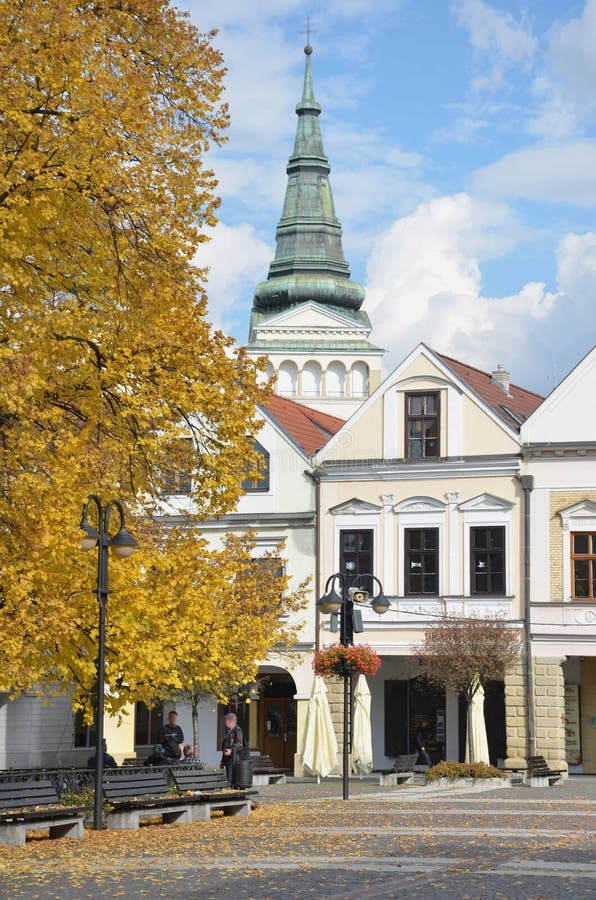 Historical town square in autumn