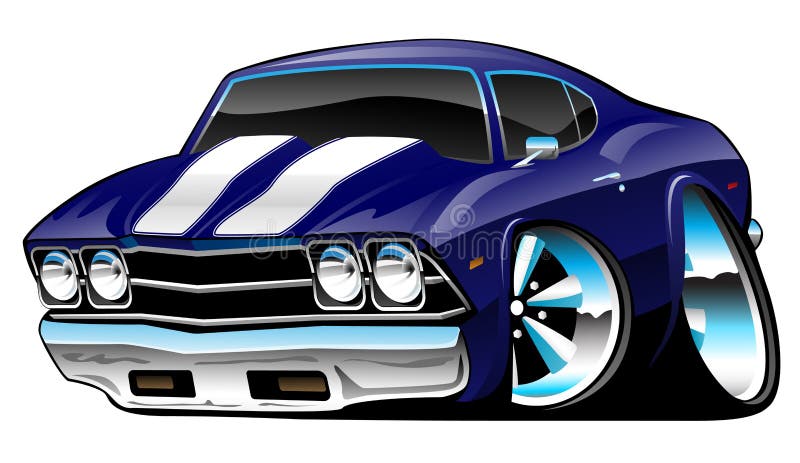 Historieta americana clásica del coche del músculo, azul de cobalto profundo, ejemplo del vector libre illustration Historieta americana clásica del coche del músculo, azul de cobalto profundo, ejemplo del vector libre illustration