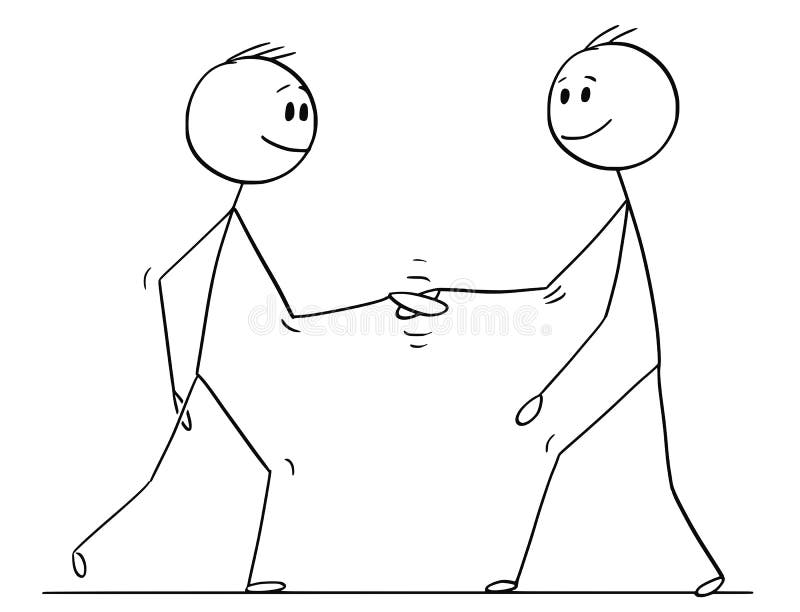 Historieta de dos hombres u hombres de negocios que sacuden las manos libre illustration