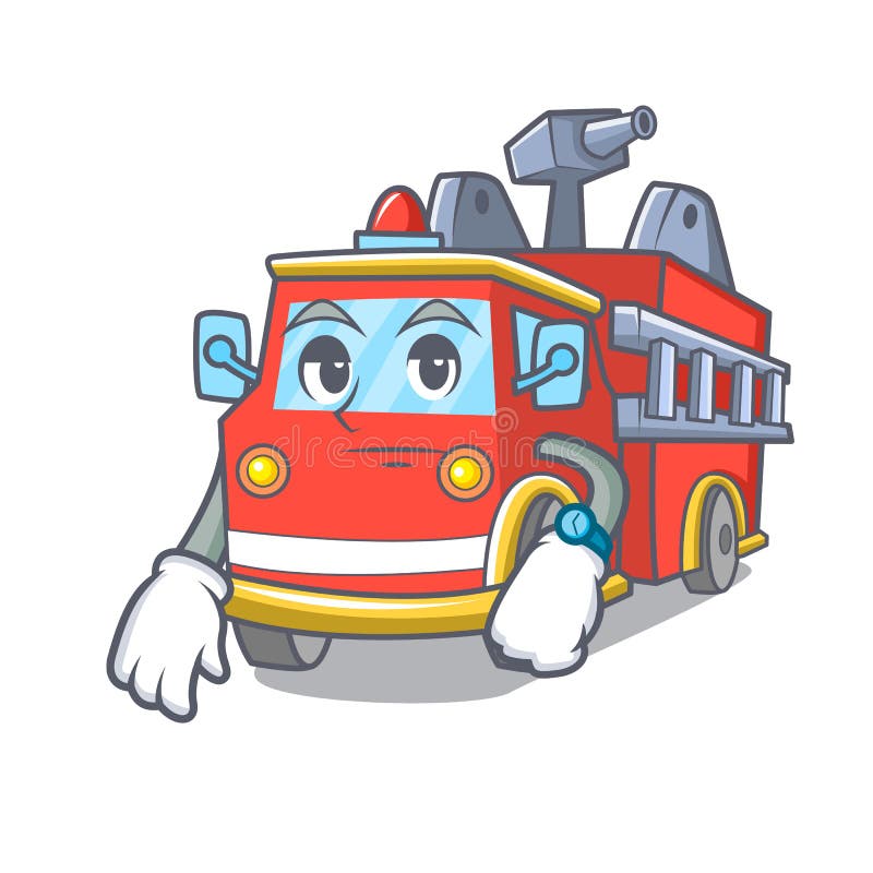 Historieta de la mascota del coche de bomberos que espera libre illustration Historieta de la mascota del coche de bomberos que espera libre illustration