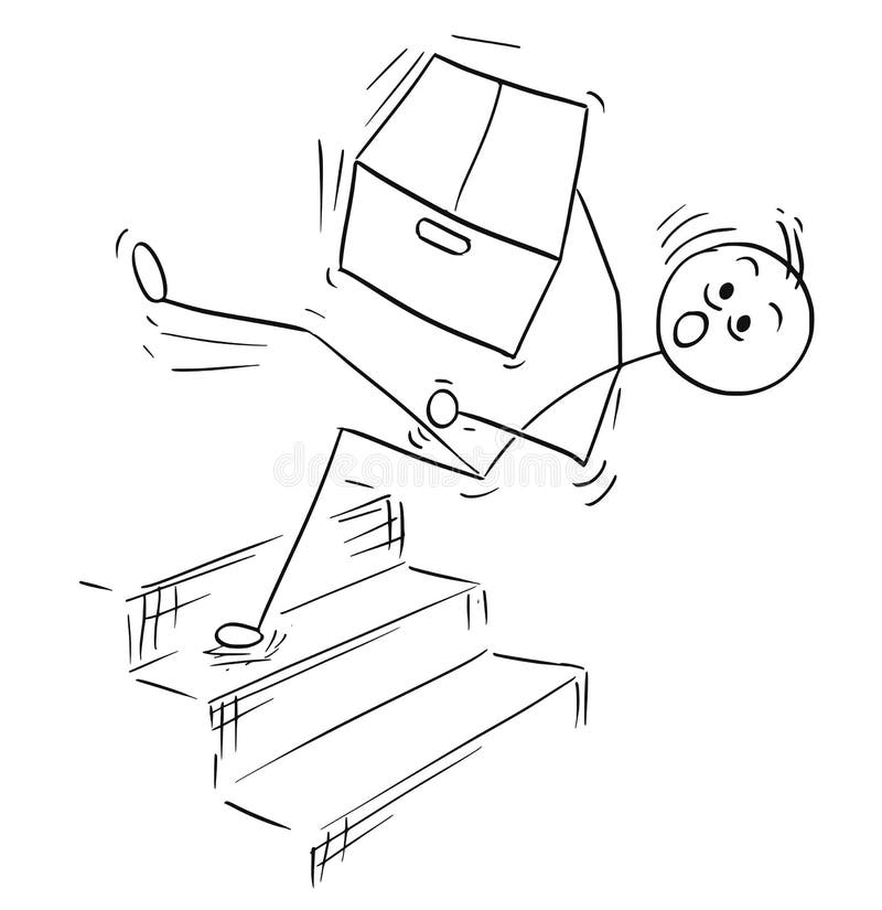Historieta del hombre del palillo del vector del hombre que cae de escalera de las escaleras libre illustration Historieta del hombre del palillo del vector del hombre que cae de escalera de las escaleras libre illustration