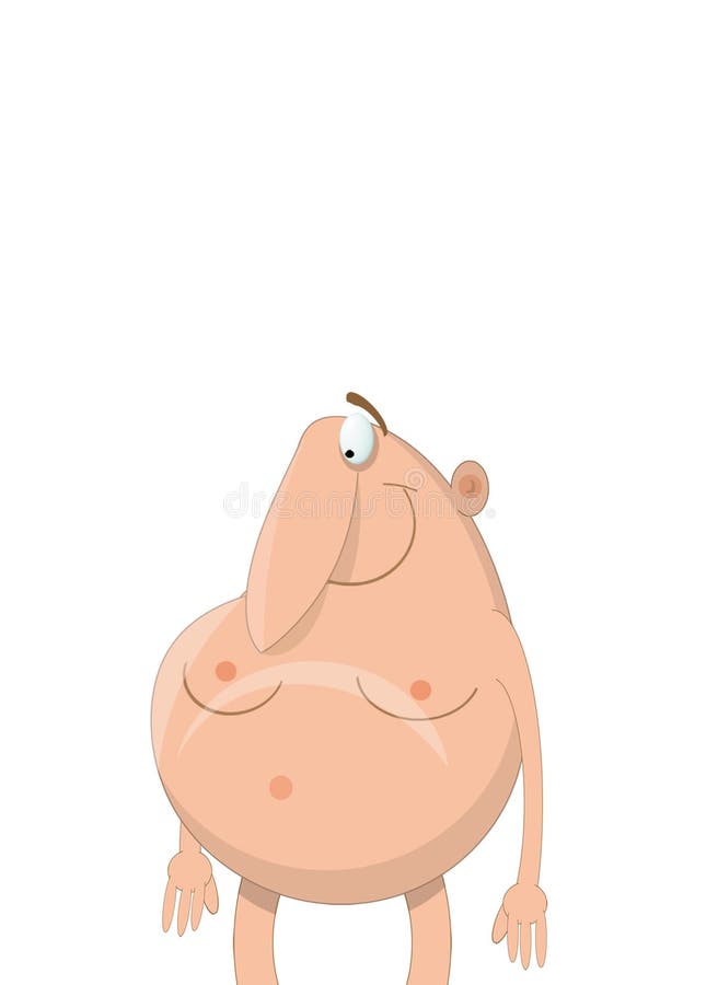 Historieta del hombre desnudo aislado que mira abajo ilustración del vector Historieta del hombre desnudo aislado que mira abajo ilustración del vector