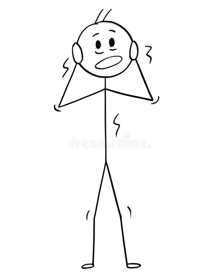 Historieta del hombre o del hombre de negocios aterrorizado Shaking en la tensión ilustración del vector