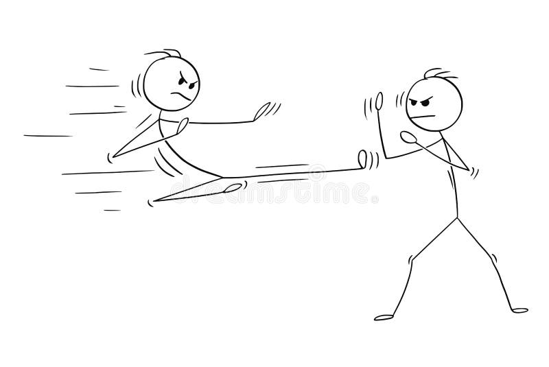 Historieta del karate o Kung Fu Fight o entrenamiento stock de ilustración