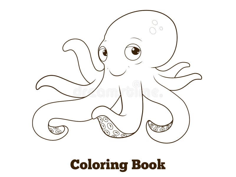 Historieta del pulpo del libro de colorear educativa ilustración del vector Historieta del pulpo del libro de colorear educativa ilustración del vector