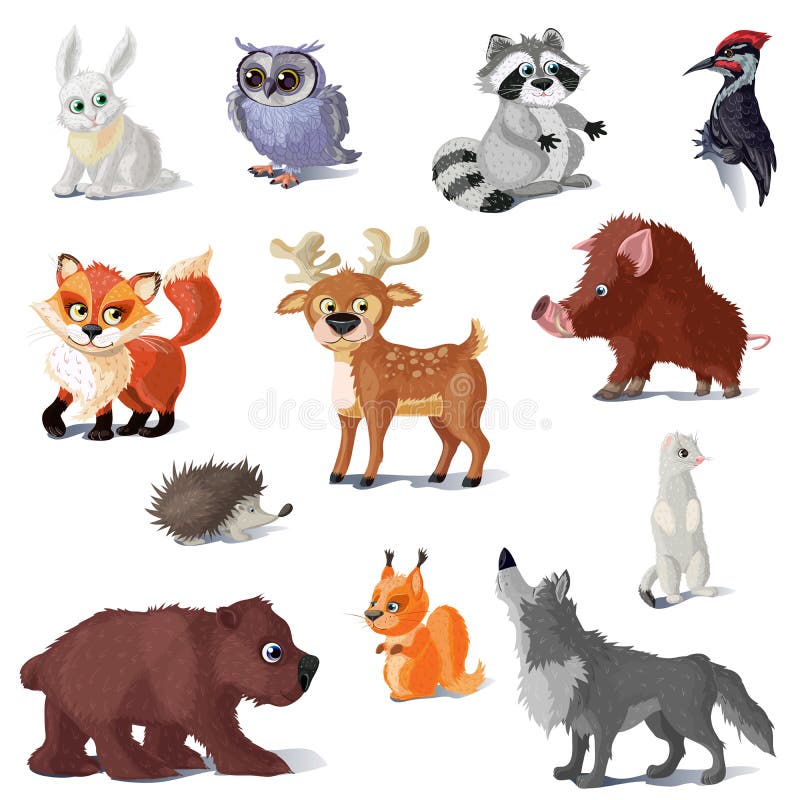 Historieta Forest Animals Set stock de ilustración Historieta Forest Animals Set stock de ilustración