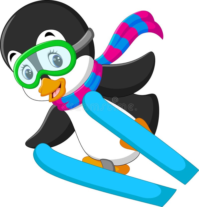 Historieta linda del esquí del pingüino libre illustration Historieta linda del esquí del pingüino libre illustration