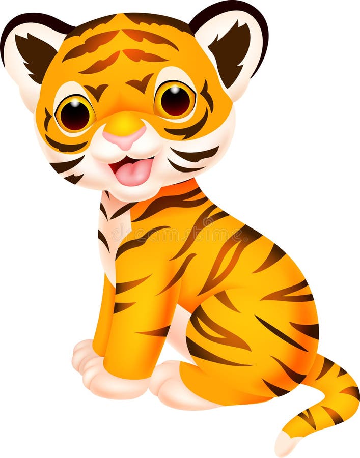 Lindo dibujo animado de tigre ilustración del vector