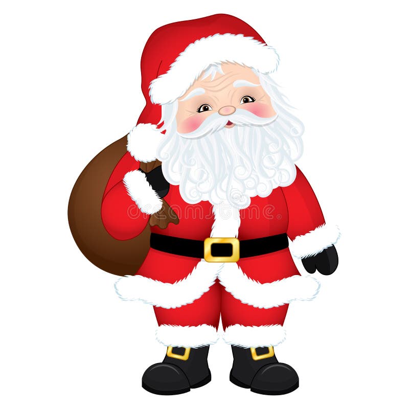 Historieta linda Santa Claus del vector con el saco ilustración del vector Historieta linda Santa Claus del vector con el saco ilustración del vector