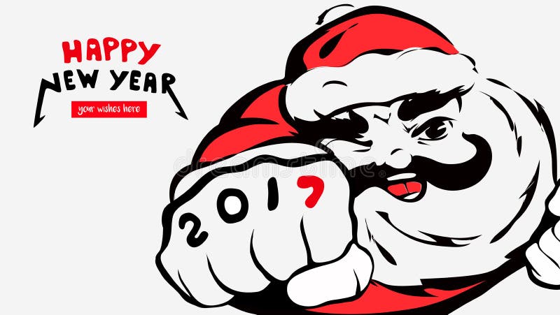 Historieta Santa Claus, tarjeta de felicitación, Feliz Año Nuevo, 2017, lugar para sus deseos sonrisas de la Navidad del padre Fe stock de ilustración Historieta Santa Claus, tarjeta de felicitación, Feliz Año Nuevo, 2017, lugar para sus deseos sonrisas de la Navidad del padre Fe stock de ilustración