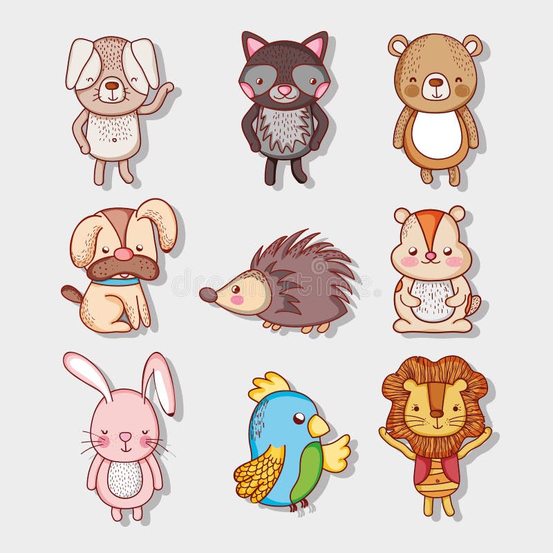 Historietas lindas del garabato de los animales ilustración del vector Historietas lindas del garabato de los animales ilustración del vector