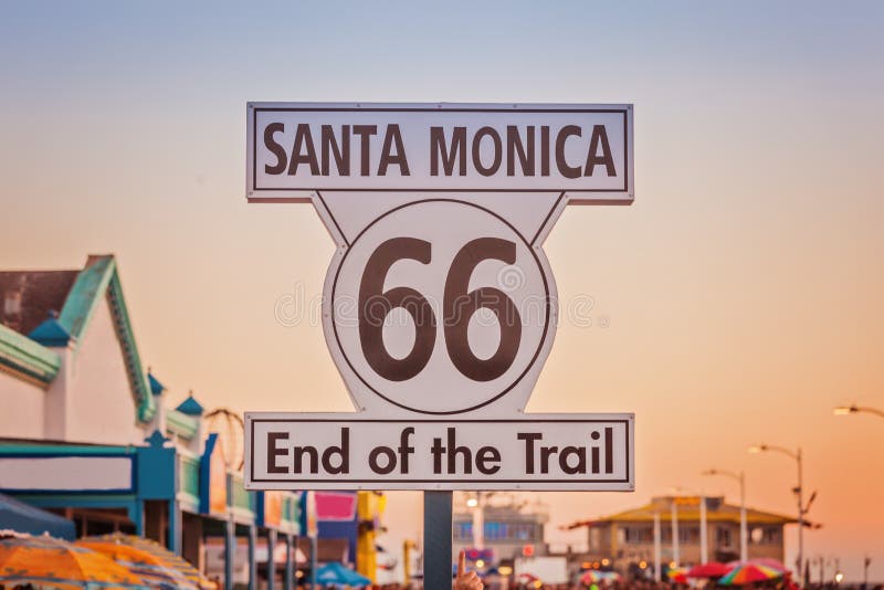Historisch Route 66 -teken in Santa Monica California