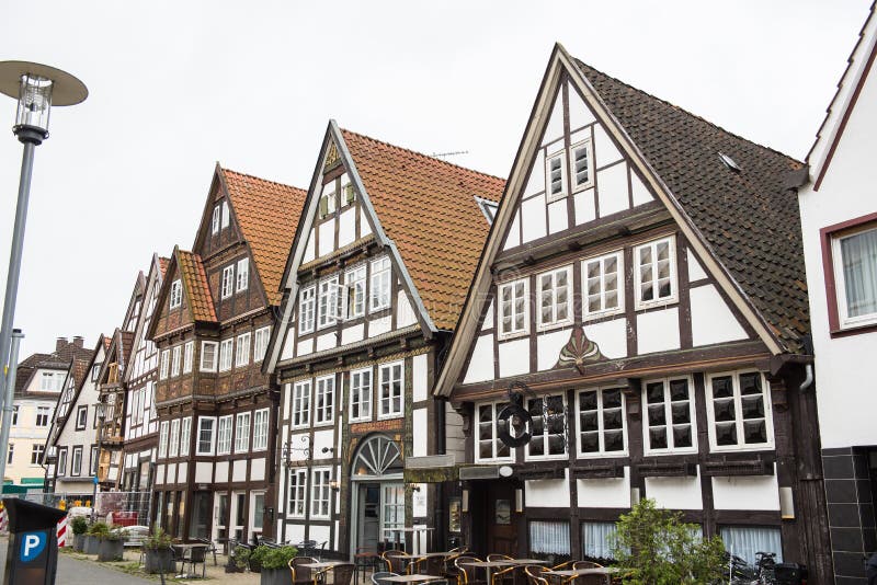 Historische Fassaden Im Stadtzentrum Der Stadt Von Detmold