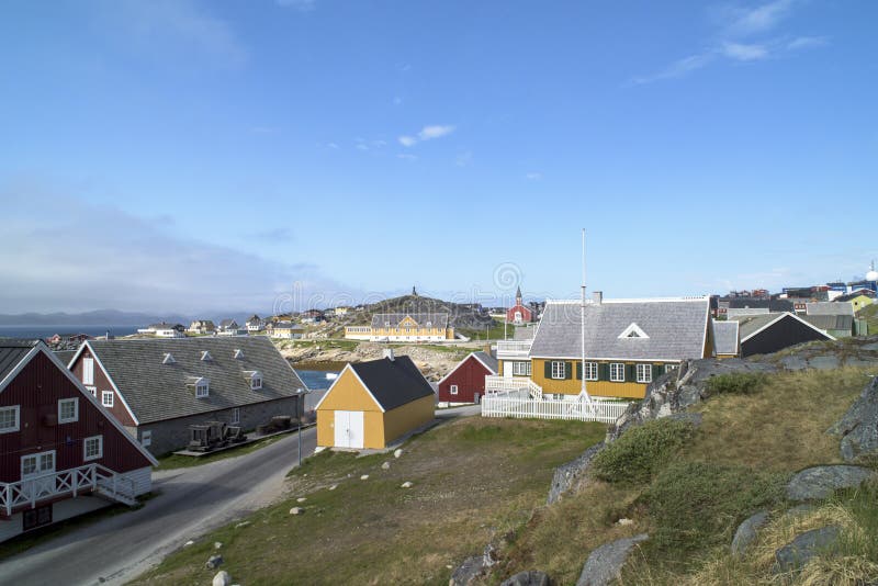Historische huizen Nuuk, Groenland stock foto's Historische huizen Nuuk, Groenland stock foto's