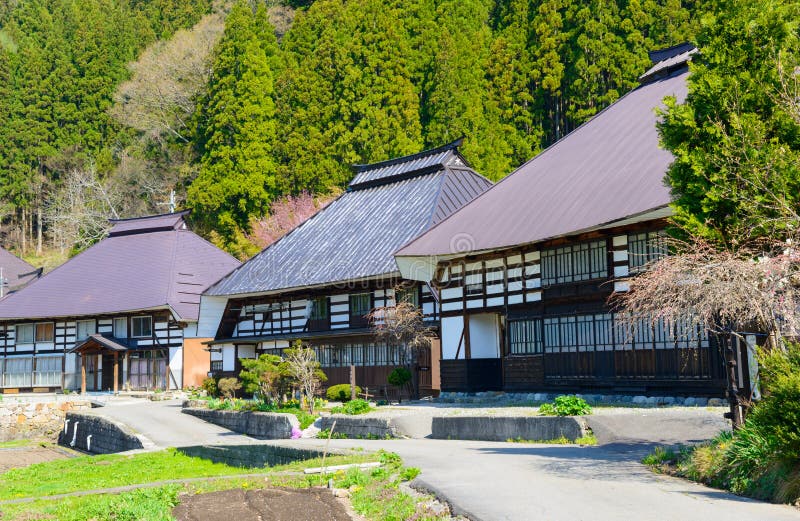 Historisches Dorf in Hakuba, Nagano, Japan lizenzfreies stockbild