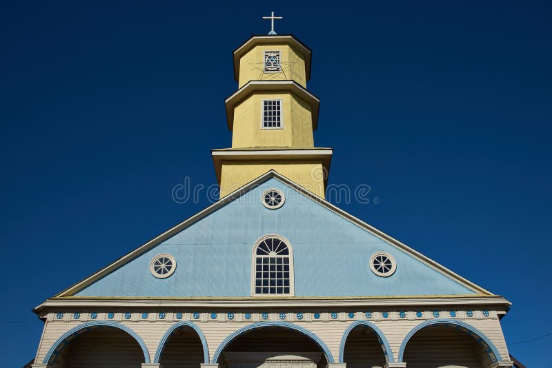 Historisk kyrka av Conchi på den Chiloé ön arkivbilder Historisk kyrka av Conchi på den Chiloé ön arkivbilder