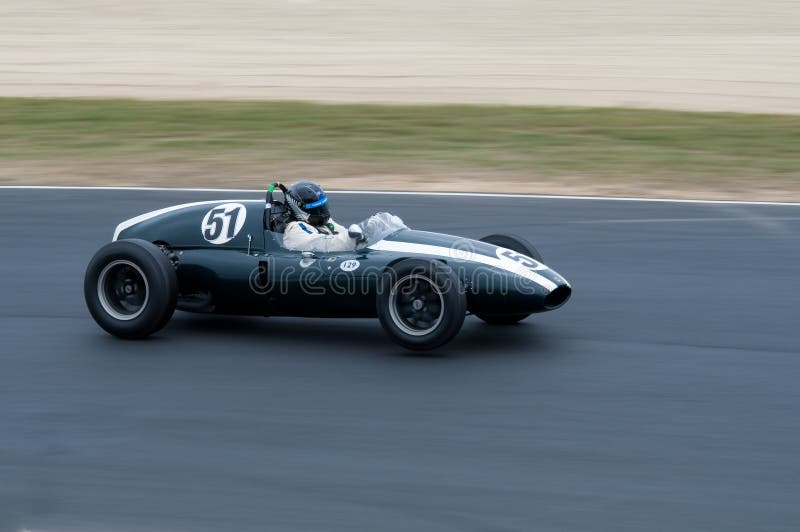 Festival of Motorsport: 1959 Cooper Formula 1 race car competing in a Historics Revival Series. Festival of Motorsport: 1959 Cooper Formula 1 race car competing in a Historics Revival Series