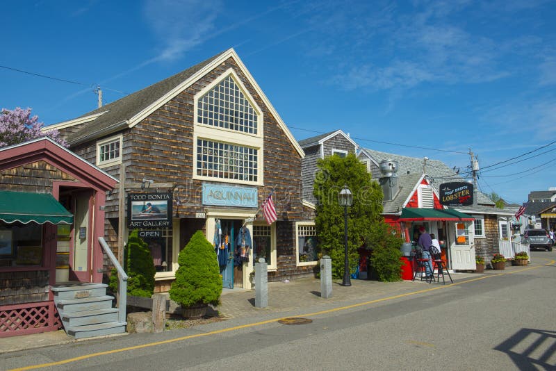 Historiska byggnader i Ogunquit, MIG, USA royaltyfria bilder
