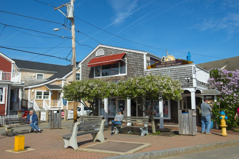 Historiska byggnader i Ogunquit, MIG, USA arkivfoton