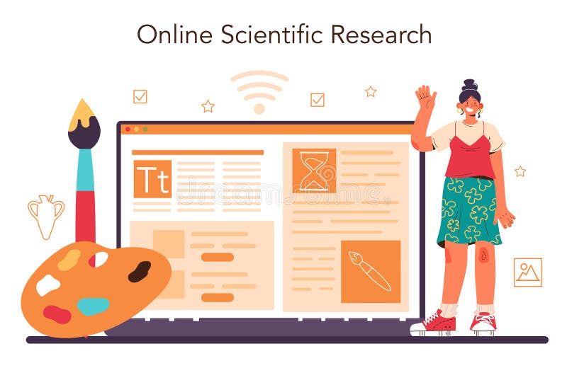 History of Art Online Service or Platform. Historian Specializing Stock