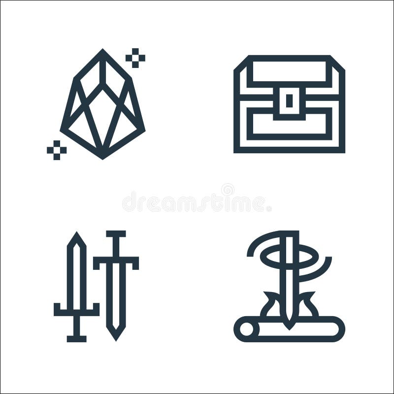 History line icons. linear set. quality vector line set such as fire, sword, treasure chest vector illustration