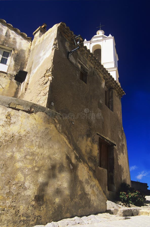 Historyczna cytadela, Narożnikowy widok, Calvi, Corsica zdjęcia stock