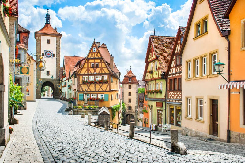 Historyczny miasteczko Rothenburg ob dera Tauber, Bavaria, Niemcy