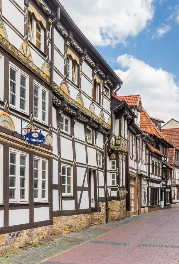 Historyczny ryglowy dom w centrum Hameln obraz stock