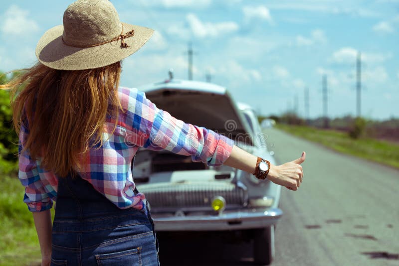 Hitchhike stock photo. Image of stop, hitch, hiker, lady 60221950