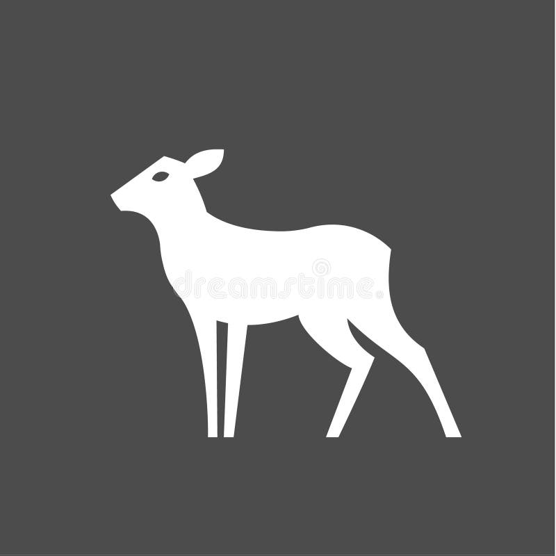 Hjortar som är kvinnliga utan monokrom illustration för horn av för den moderna minimalist designen, en plast- form ett djur i et royaltyfri illustrationer Hjortar som är kvinnliga utan monokrom illustration för horn av för den moderna minimalist designen, en plast- form ett djur i et royaltyfri illustrationer