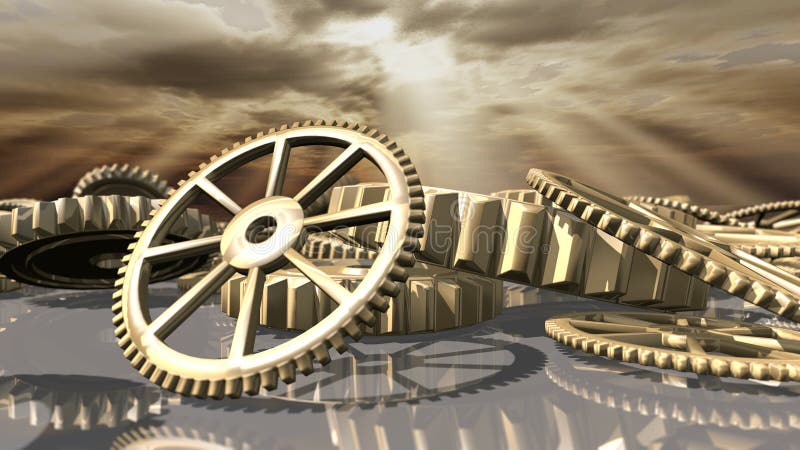 Hjul för Steampunk tappningurverk framförande 3d