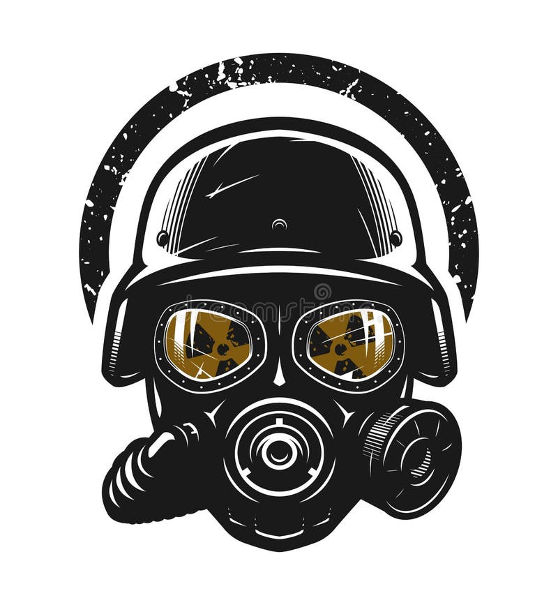 Helmet and gas mask, radiation protection. Helmet and gas mask, radiation protection