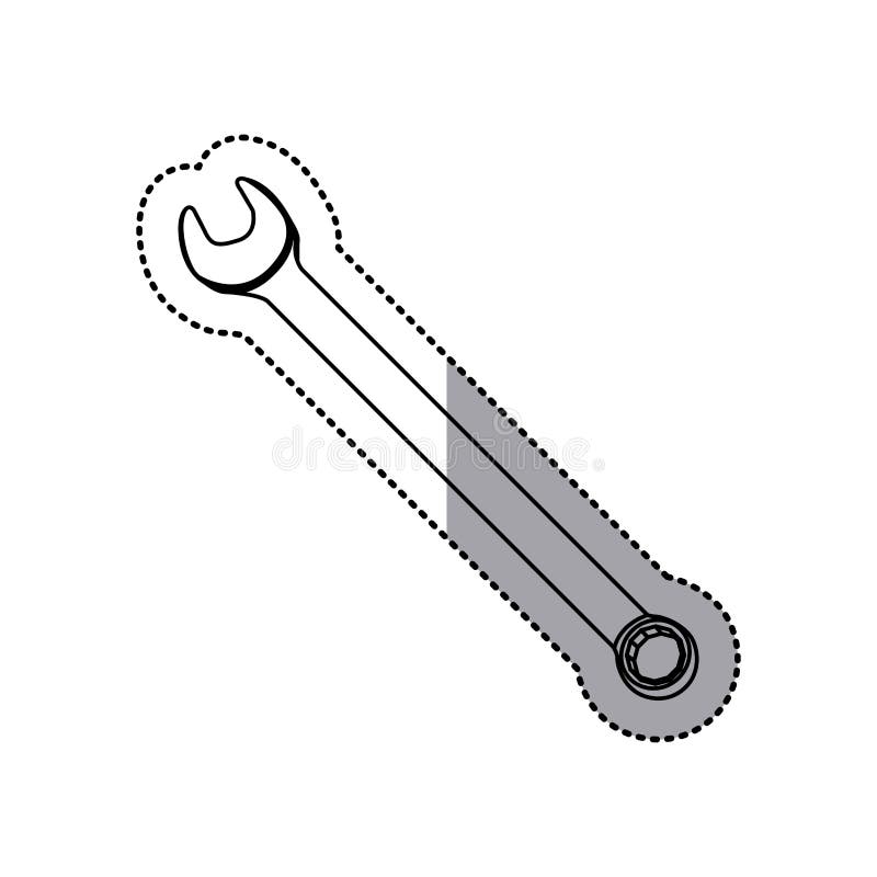 Hjälpmedel för symbol för blandning för skiftnyckel för klistermärkekontur metalliskt royaltyfri illustrationer
