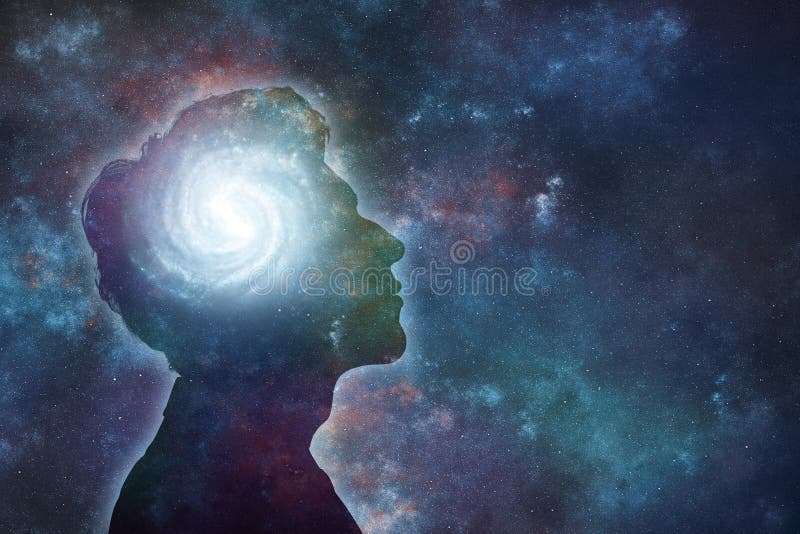 Side view of young man brain and thinking concepts. Side view of young man brain and thinking concepts