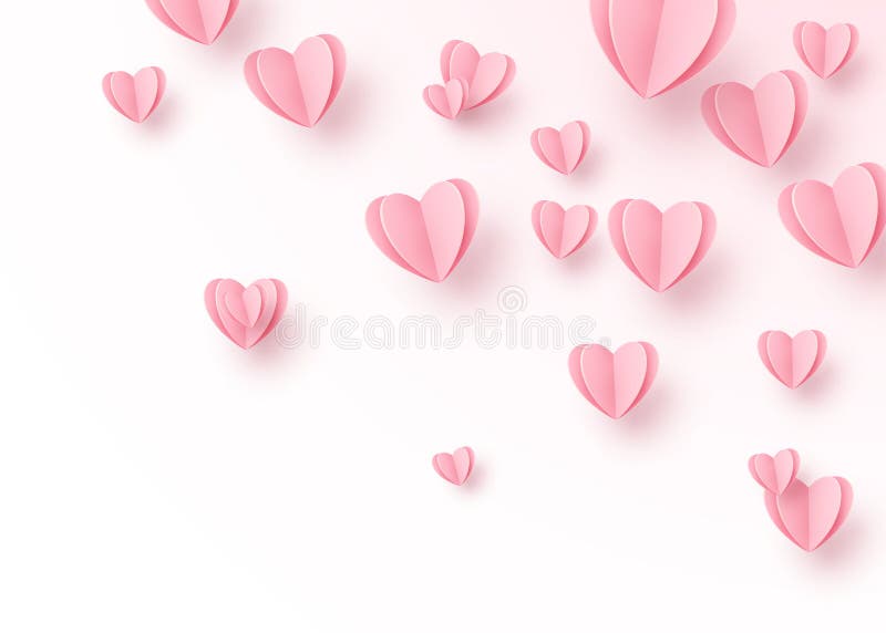 Hjärtabakgrund med ljus - hjärtor för rosa färgpapperssnitt Förälskelsemodell för grafisk design för rörelse, valentindagkort, mo stock illustrationer