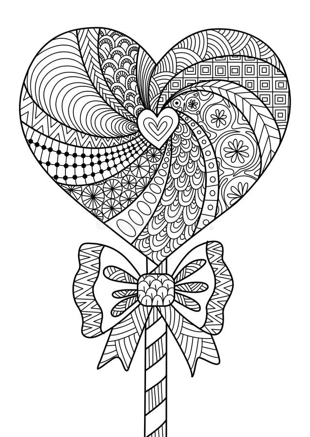 Hjärtaklubbalinje konstdesign för färgläggningboken för vuxna människan, T-tröjadesignen och andra garneringar - materiel