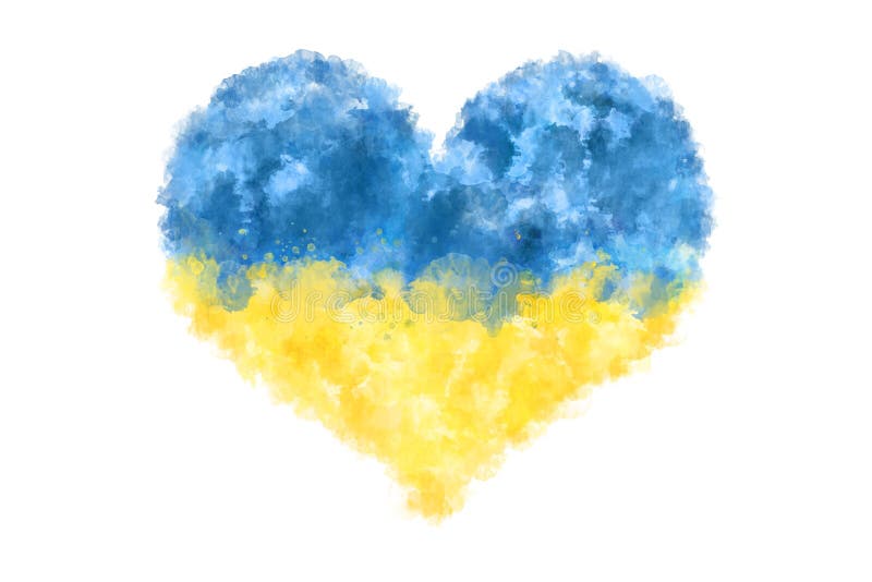 Hjärttecken i ukrainska flaggfärger isolerade