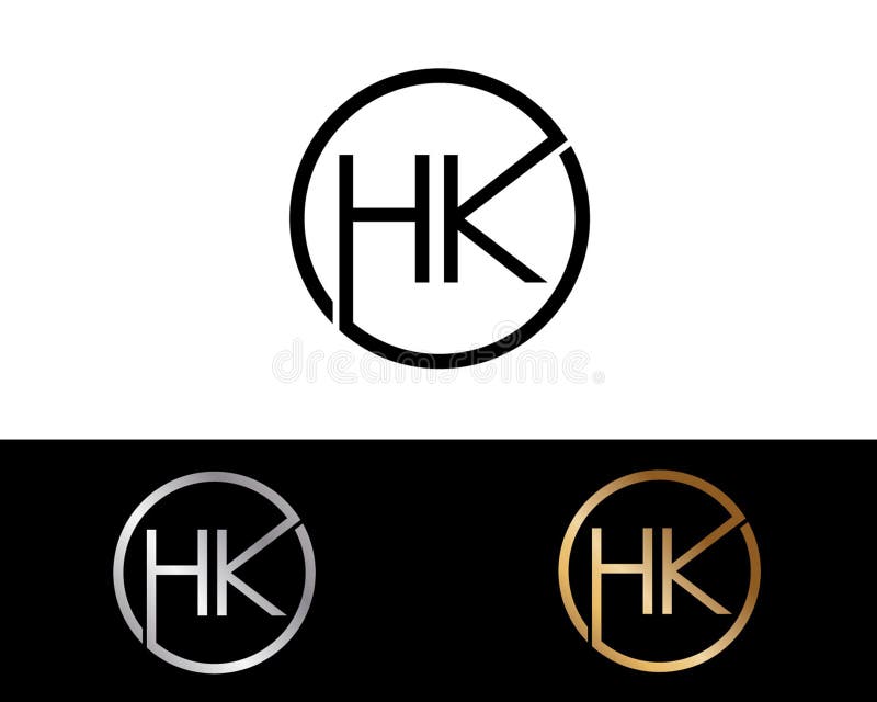 HK H K White Letter Logo Design With Black Background. Stock Vector ...